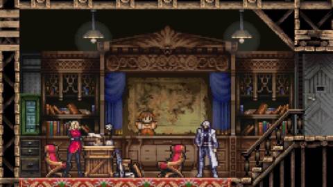 Talking to an NPC in Castlevania Dawn of Sorrow (2005)