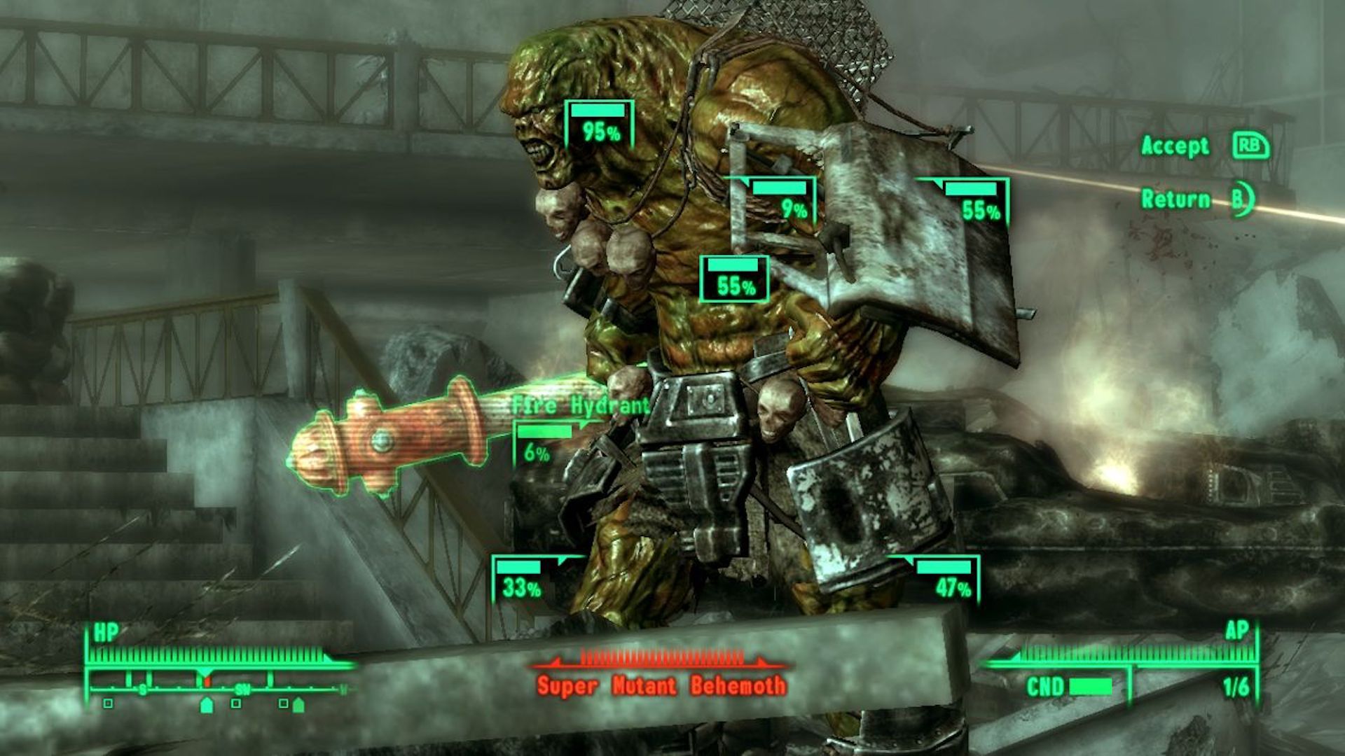 Targeting a mutant in Fallout 3 (2008)