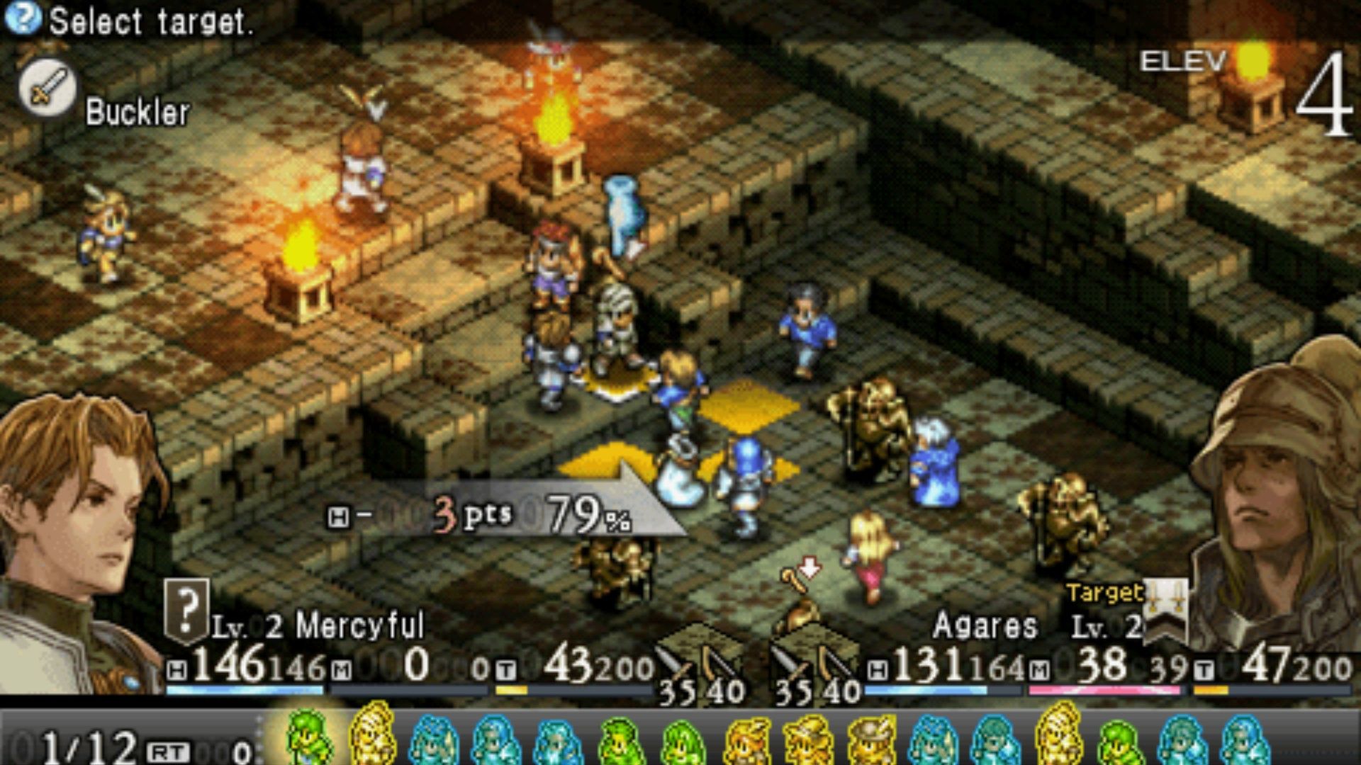 Targeting an enemy in Tactics Ogre Let Us Cling Together (PSP)