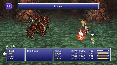 Terra Branford Uses Trance in Combat Final Fantasy 6