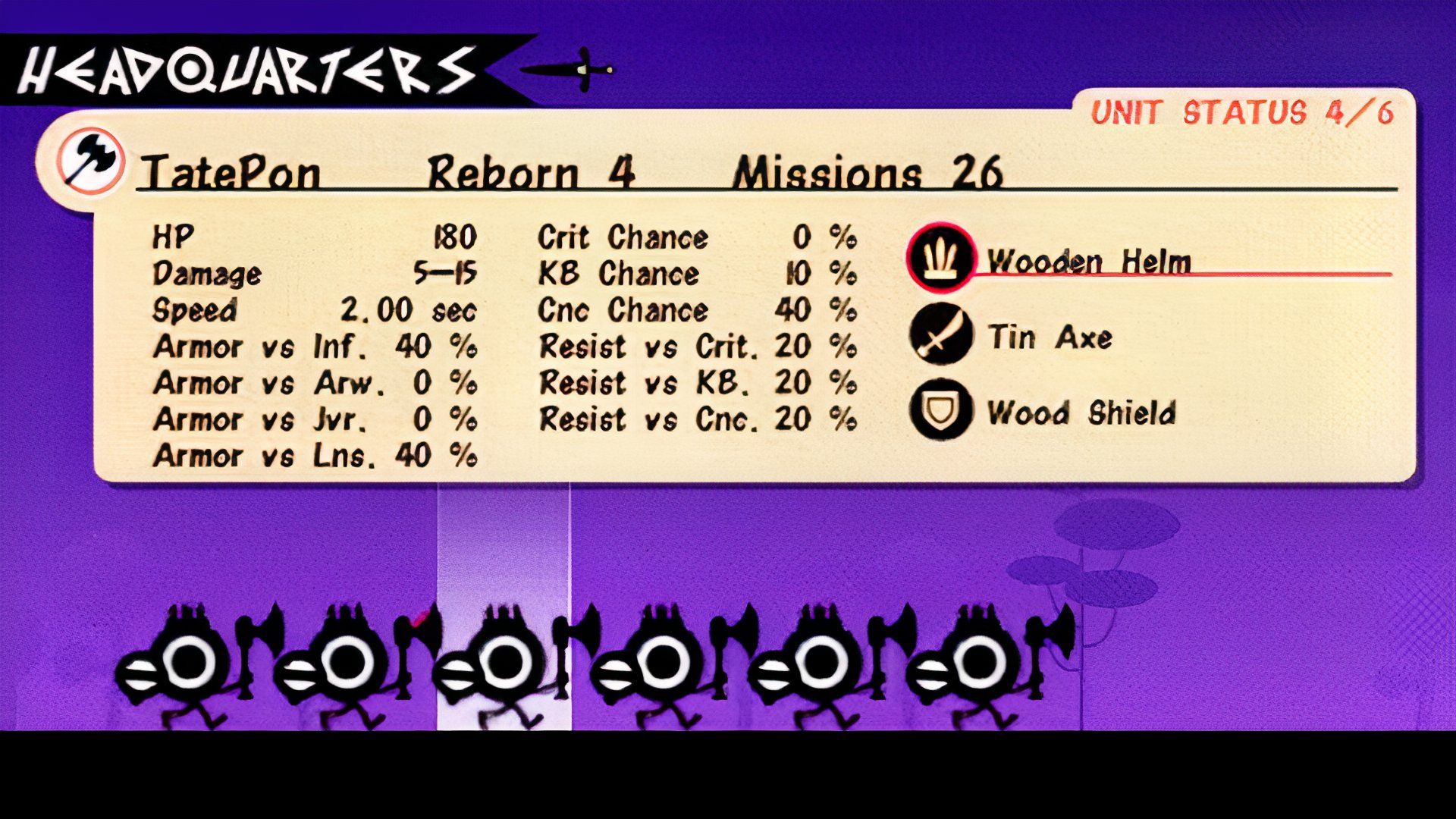 The character menu in Patapon (2008)