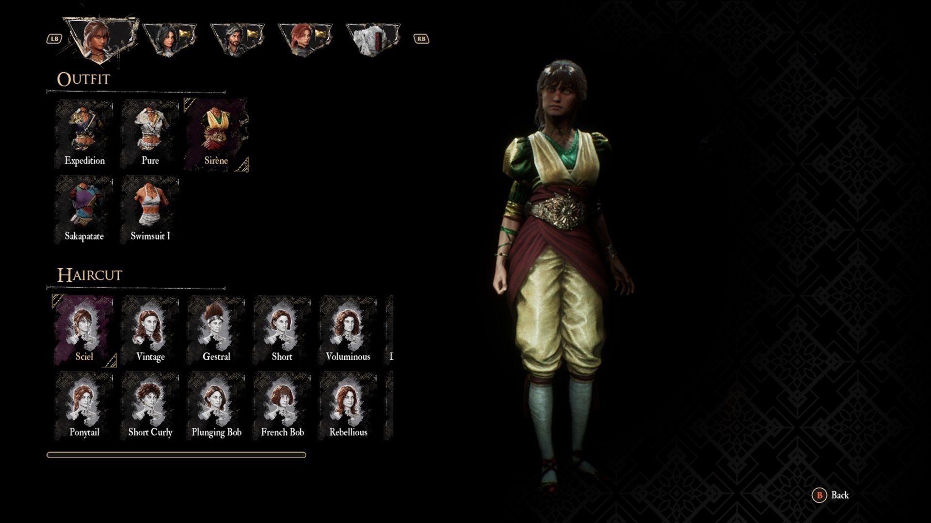 The costume menu in Clair Obscur Expedition 33 (2025)
