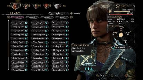 The Lumina menu in Clair Obscur Expedition 33 (2025)