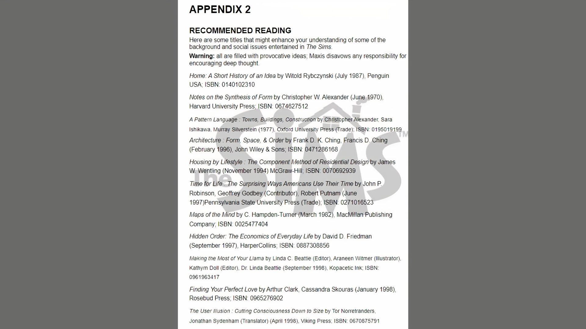 The Sims Recommended Reading List - The Best War Games