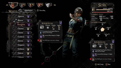 The weapon menu in Clair Obscur Expedition 33 (2025)