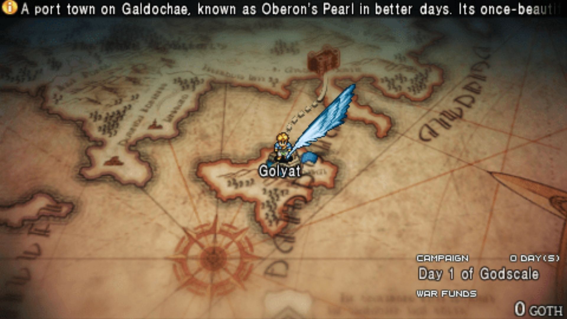 The world map in Tactics Ogre Let Us Cling Together (PSP)