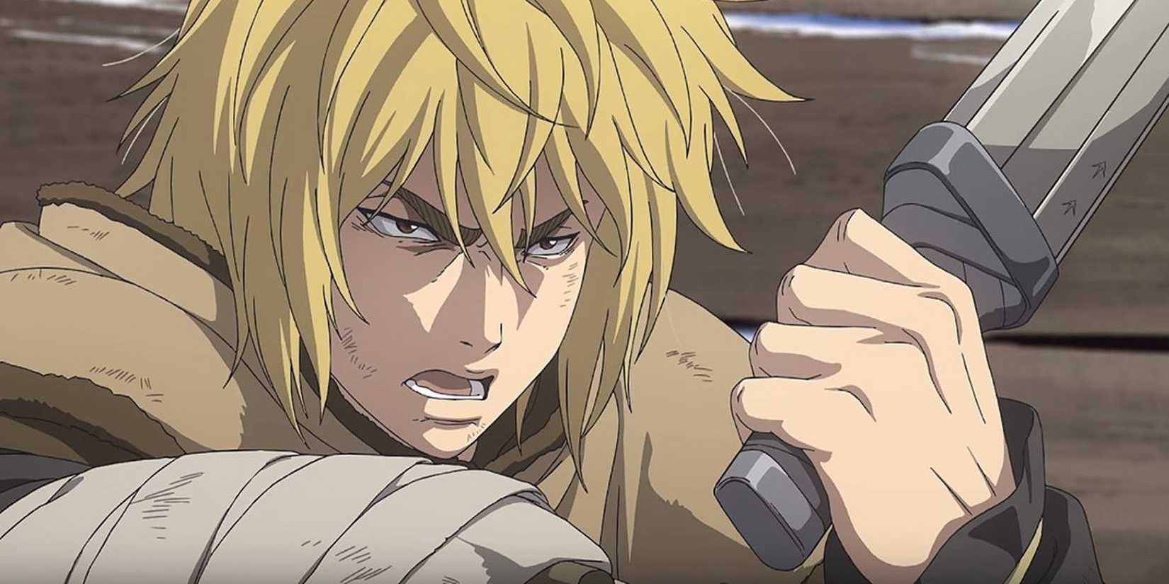 Thorfinn with one of his knives in hand.