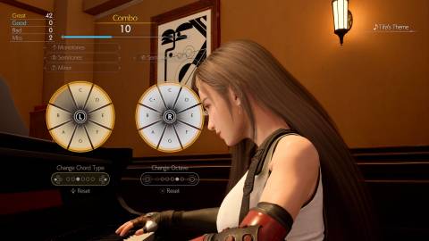 Tifa playing piano in Final Fantasy 7 Rebirth (2023)