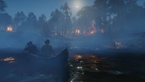 Traveling by canoe in Red Dead Redemption 2 (2018)