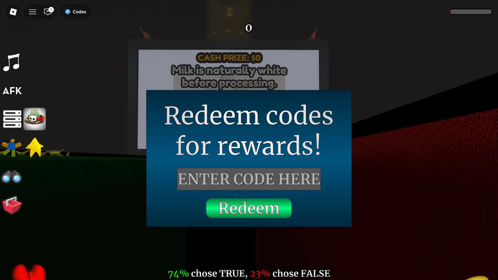 True or False the codes tab