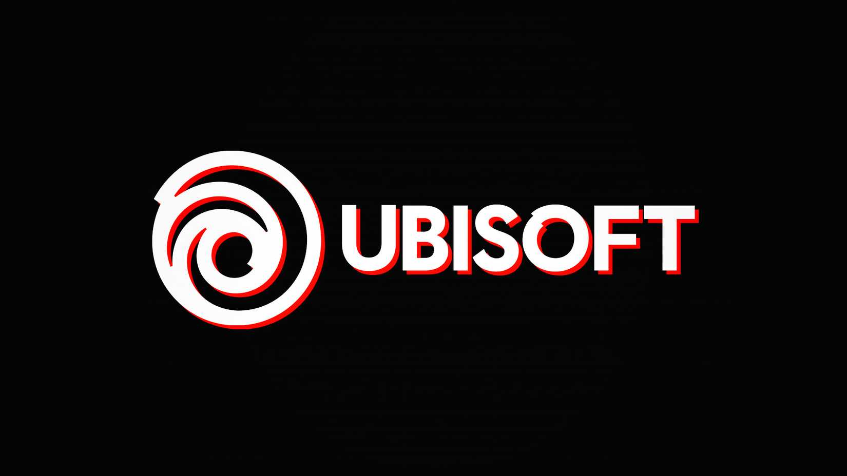 Ubisoft white logo with red outline black background