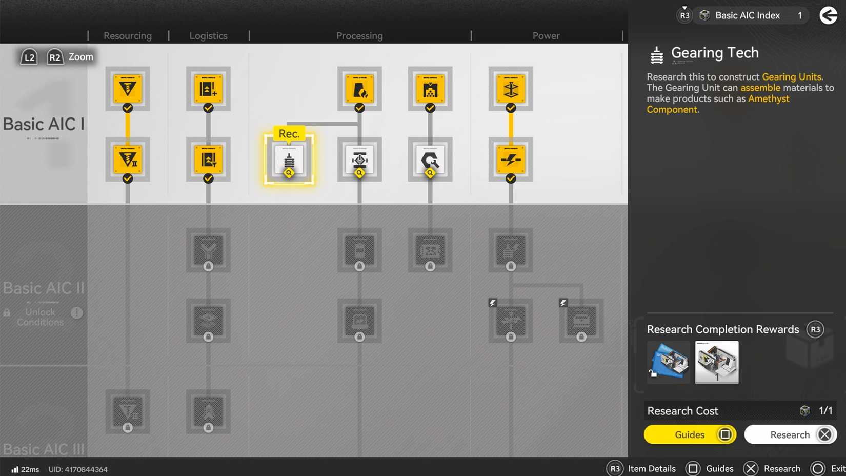 unlock gearing tech in aic factory tree in arknights endfield