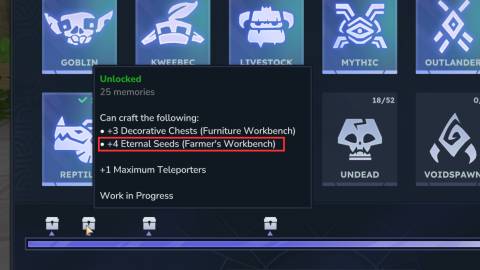 unlocking new eternal seed recipes in hytale