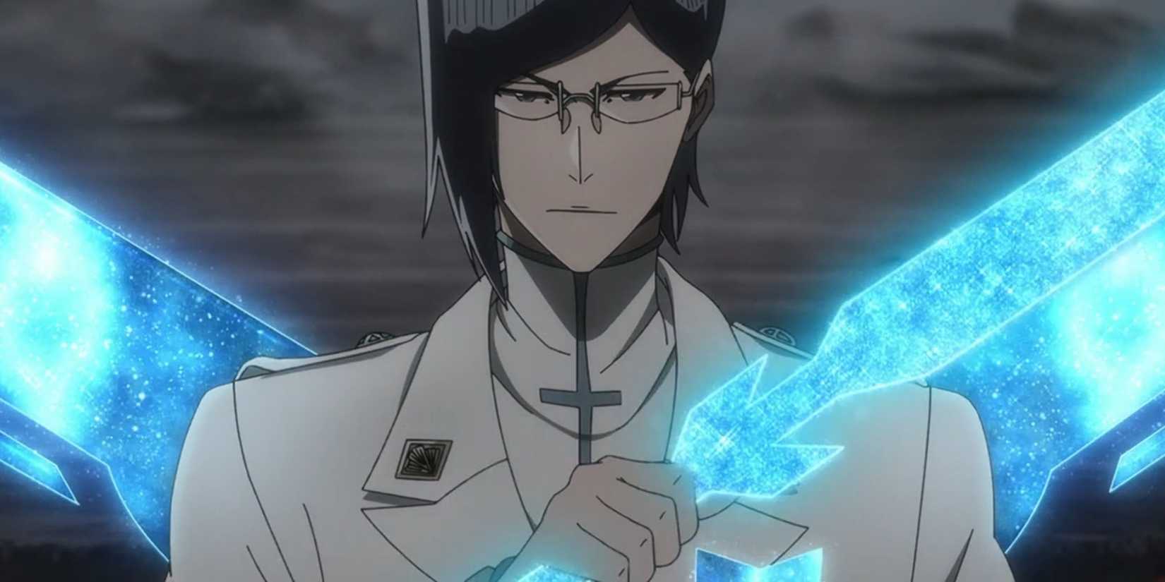 Uryu holds a sword with his Vollstandig active.