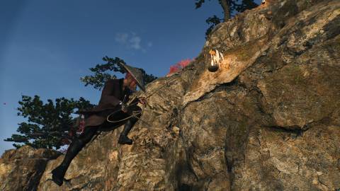 Using a grappling hook in Rise Of The Ronin (2024)