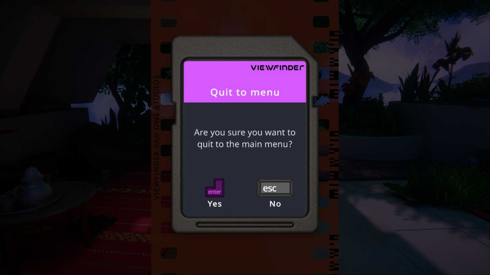 viewfinder quit menu