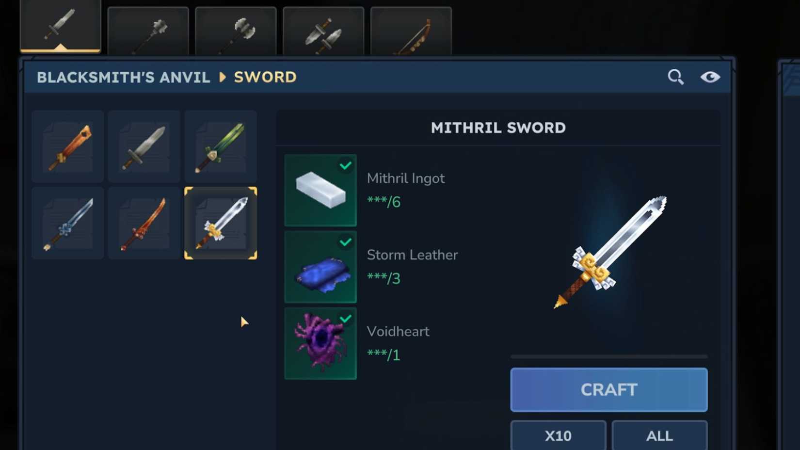 Mithril sword in Hytale