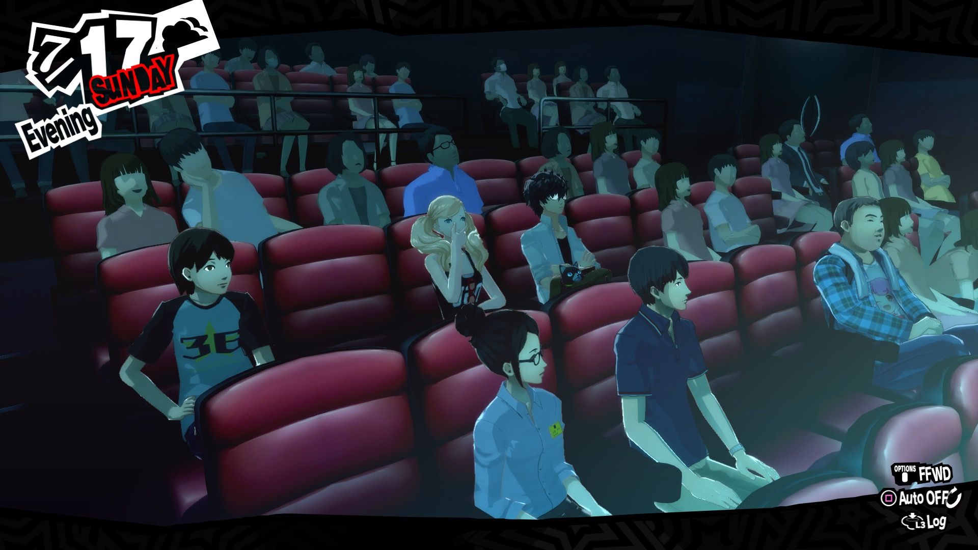 Watching a movie in Persona 5 (2016)