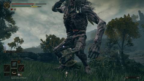 Whipping a giant in Elden Ring (2022)