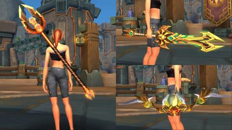 world of warcraft trading post february 2026 bronze magister's courtstaff anubisath golden greatbleade longbow of the shattered sun