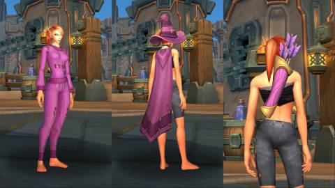 world of warcraft trading post february 2026 rosy sweatsuit sorcerer's rosy garb basic pink quiver