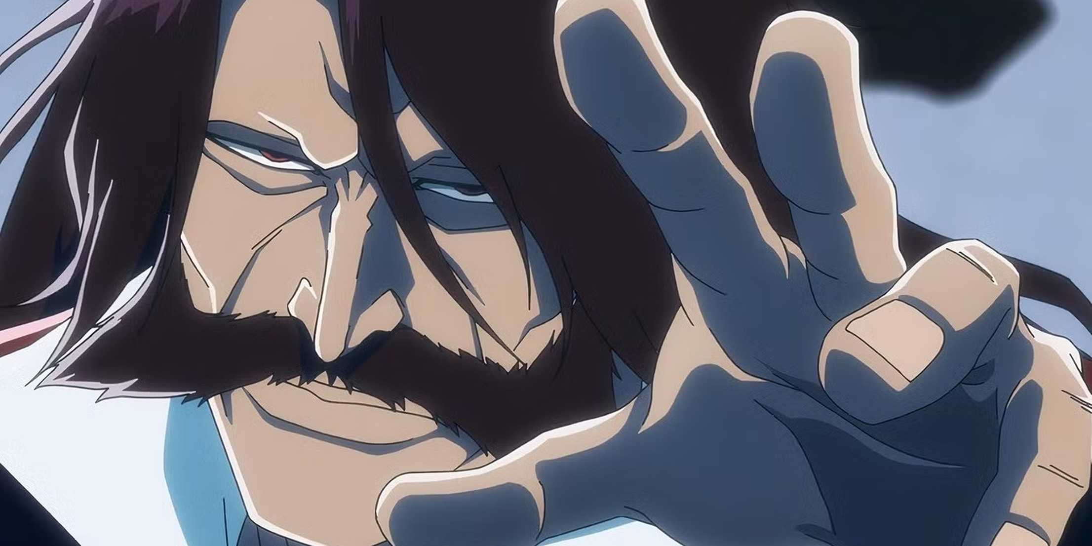 Yhwach extends his hand towards Ichibe Hyosube in Bleach: The Thousand-Year War.