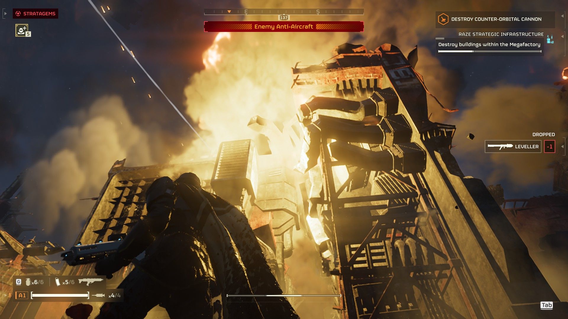 HD2 Destroying a building