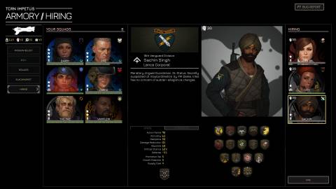 MENACE Squad Leader Hiring Screen