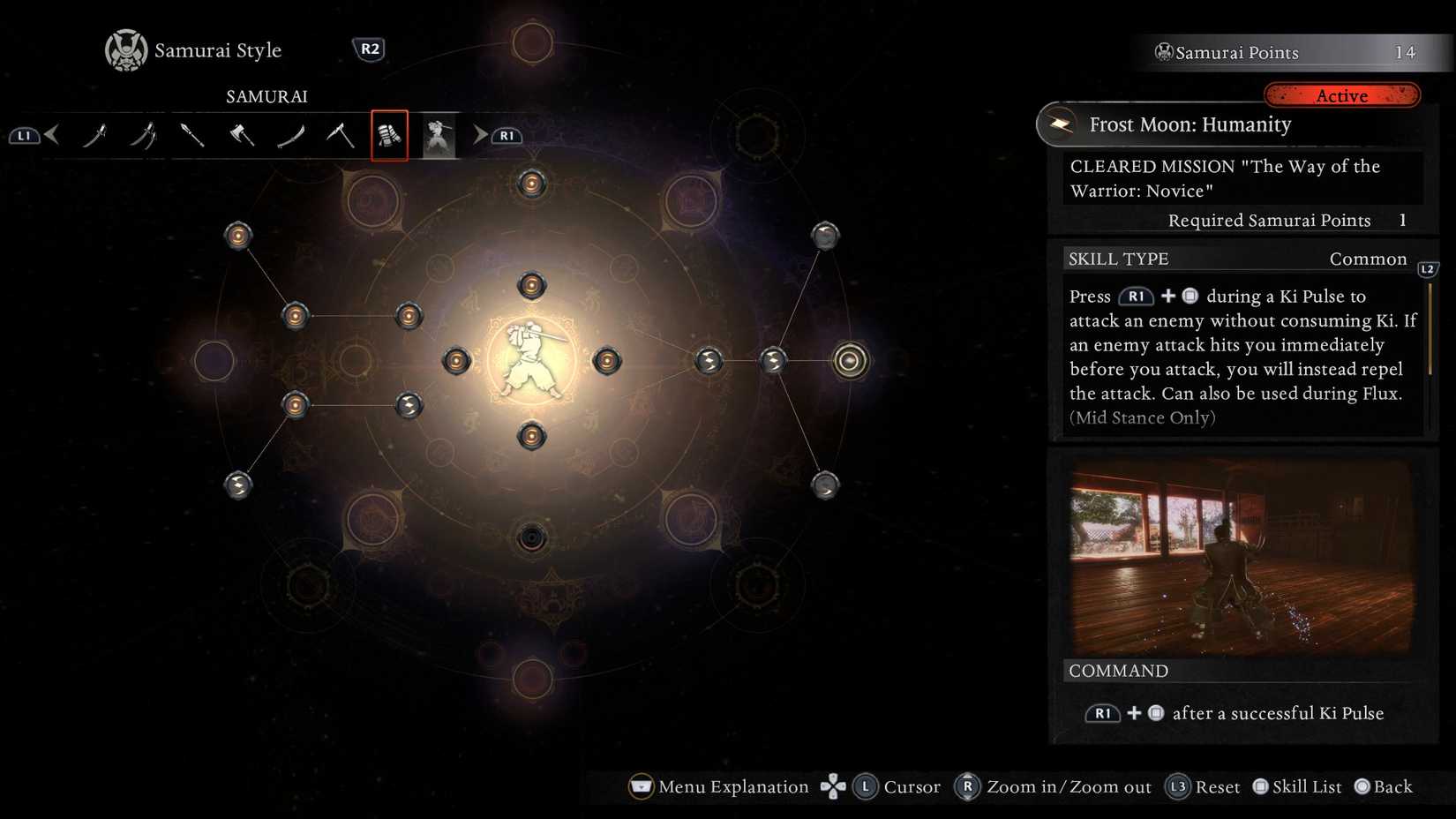 Nioh 3 Samurai Frost Moon Skill