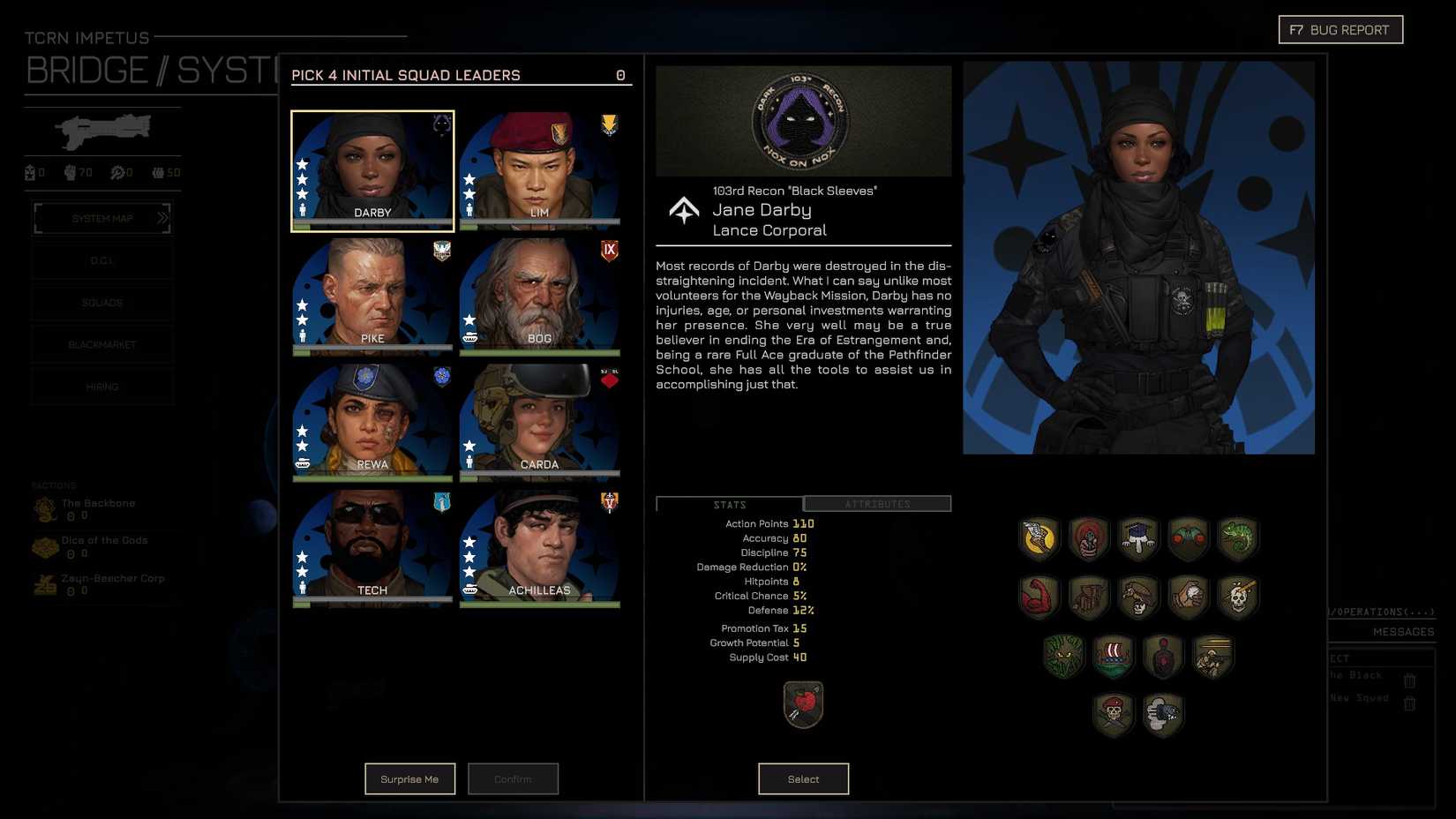 MENACE Starting Squad Leader Selection