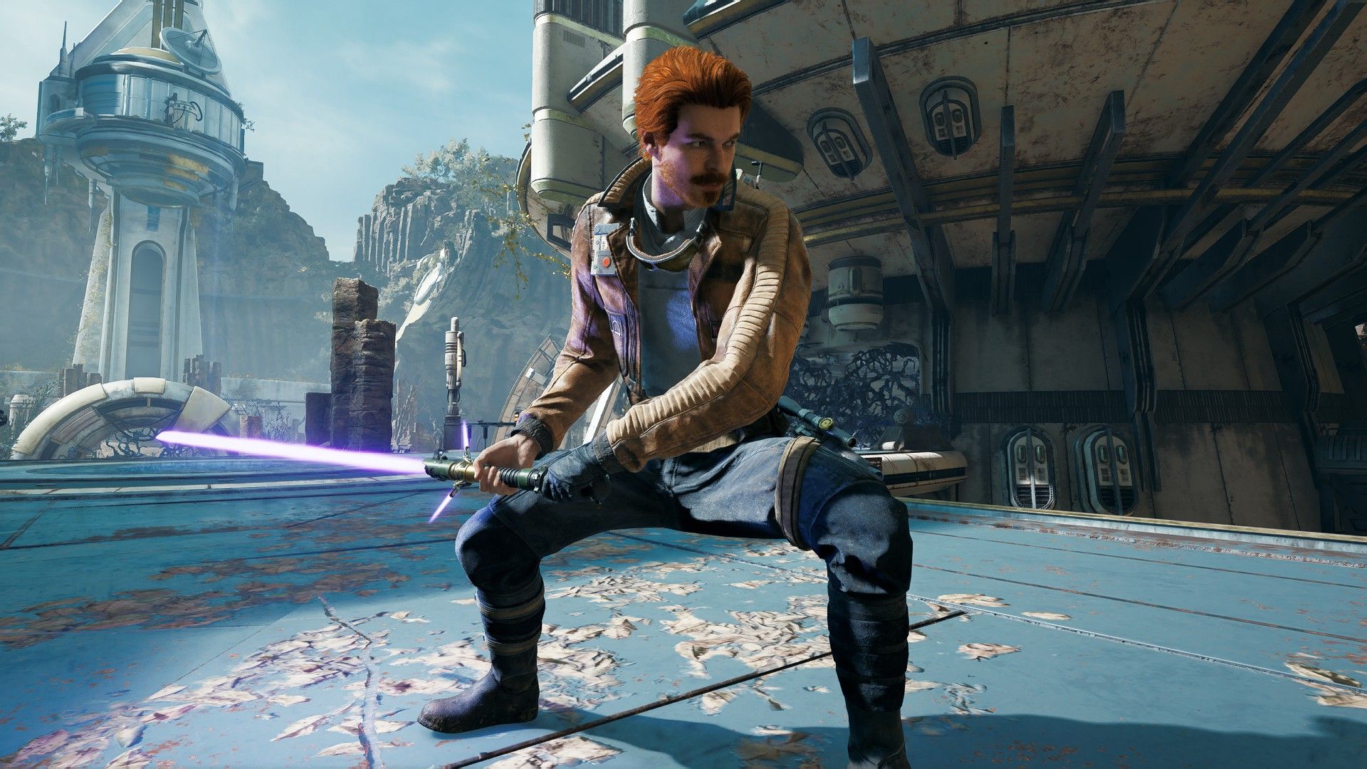 Purple Lightsaber Cal Kestis in Star Wars Jedi Survivor