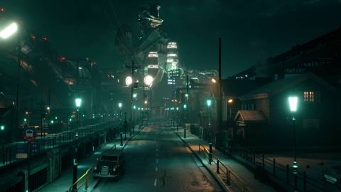 A district in Midgar in Final Fantasy 7 Remake (2020)