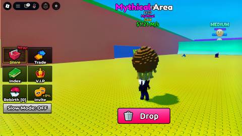 a roblox character catching a brainrot in roblox escape tsunami for brainrots