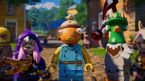 A scene featuring characters in LEGO Fortnite (2023)