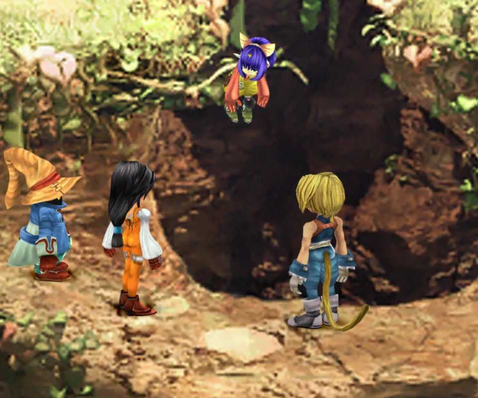 A scene featuring characters meeting Eiko in Final Fantasy 9 (HD)