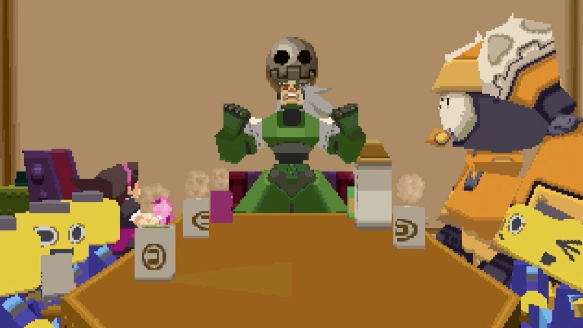 A scene featuring the Bonne family in Mega Man Legends (1998)