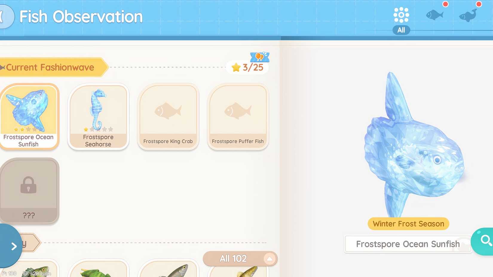 All Frostspore Fish in Heartopia