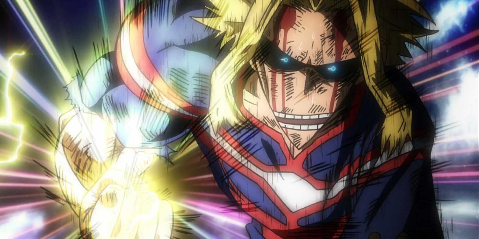 All Might menggunakan One For All dalam wujud sebagian kurus.