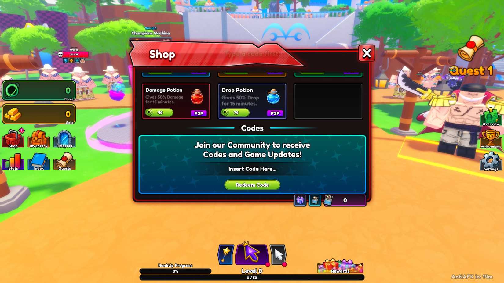 Anime Finals the codes tab