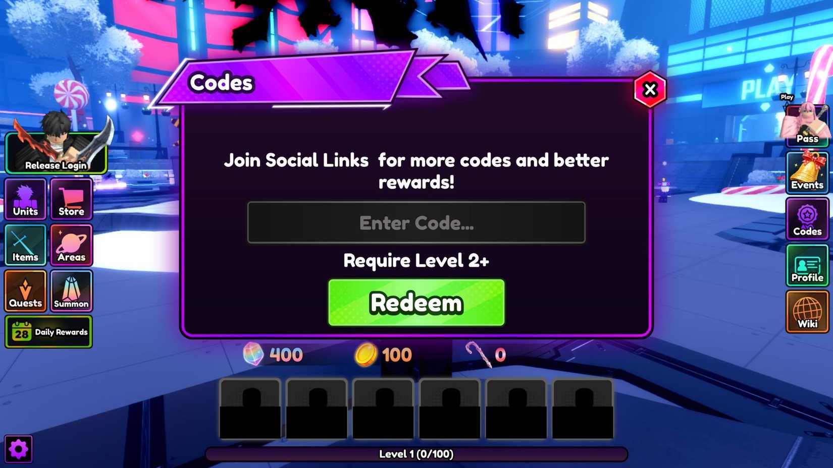 Anime Reversal the codes tab