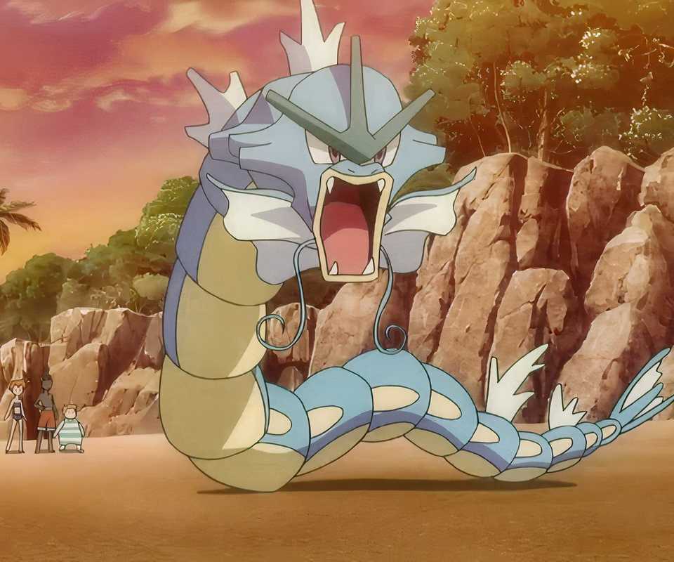 Gyarados di Pokemon FireRed LeafGreen dengan ekspresi marah