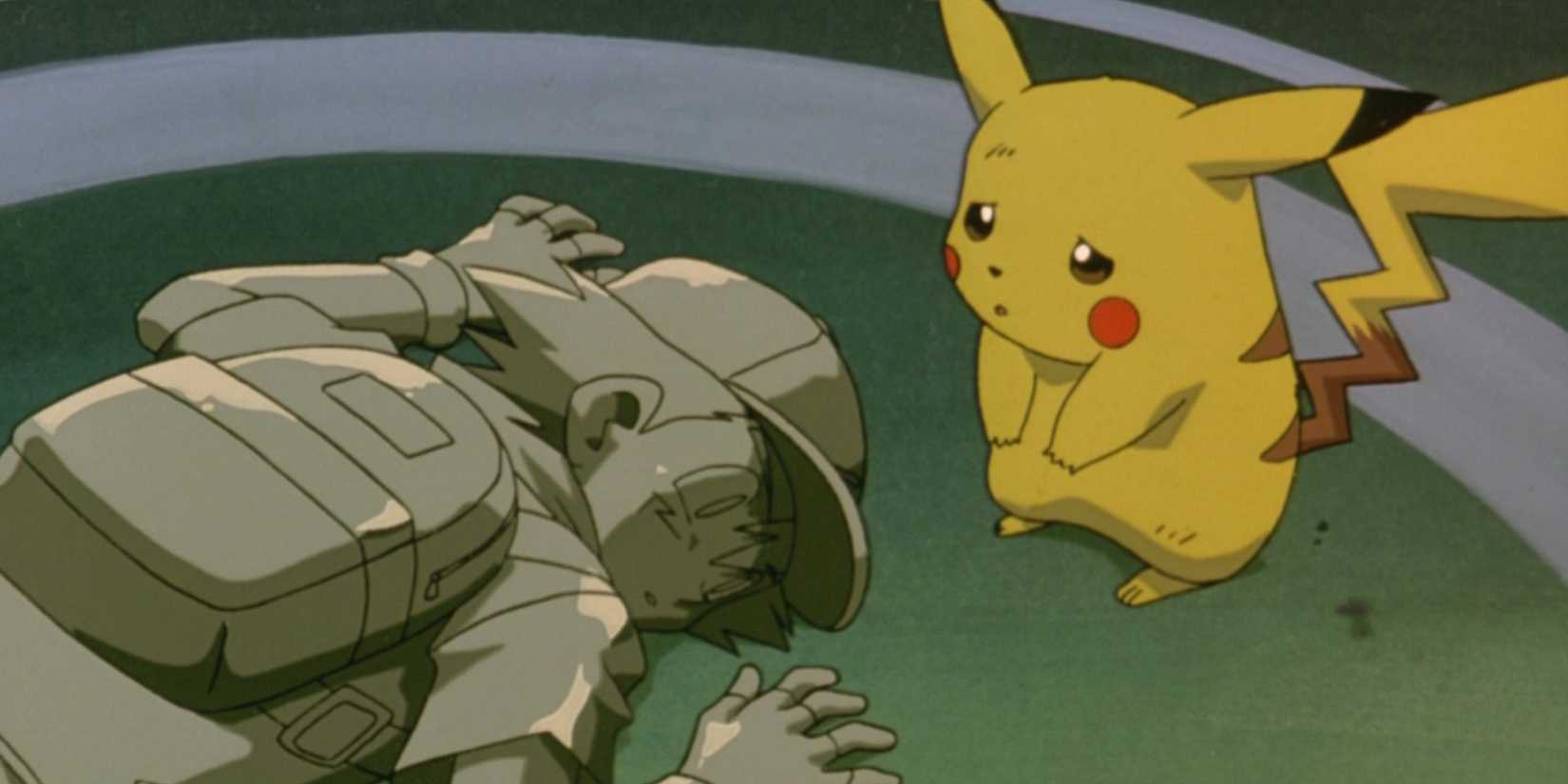 Image of Ash and Pikachu after Ash temporarily dies in Pokemon: The First Movie