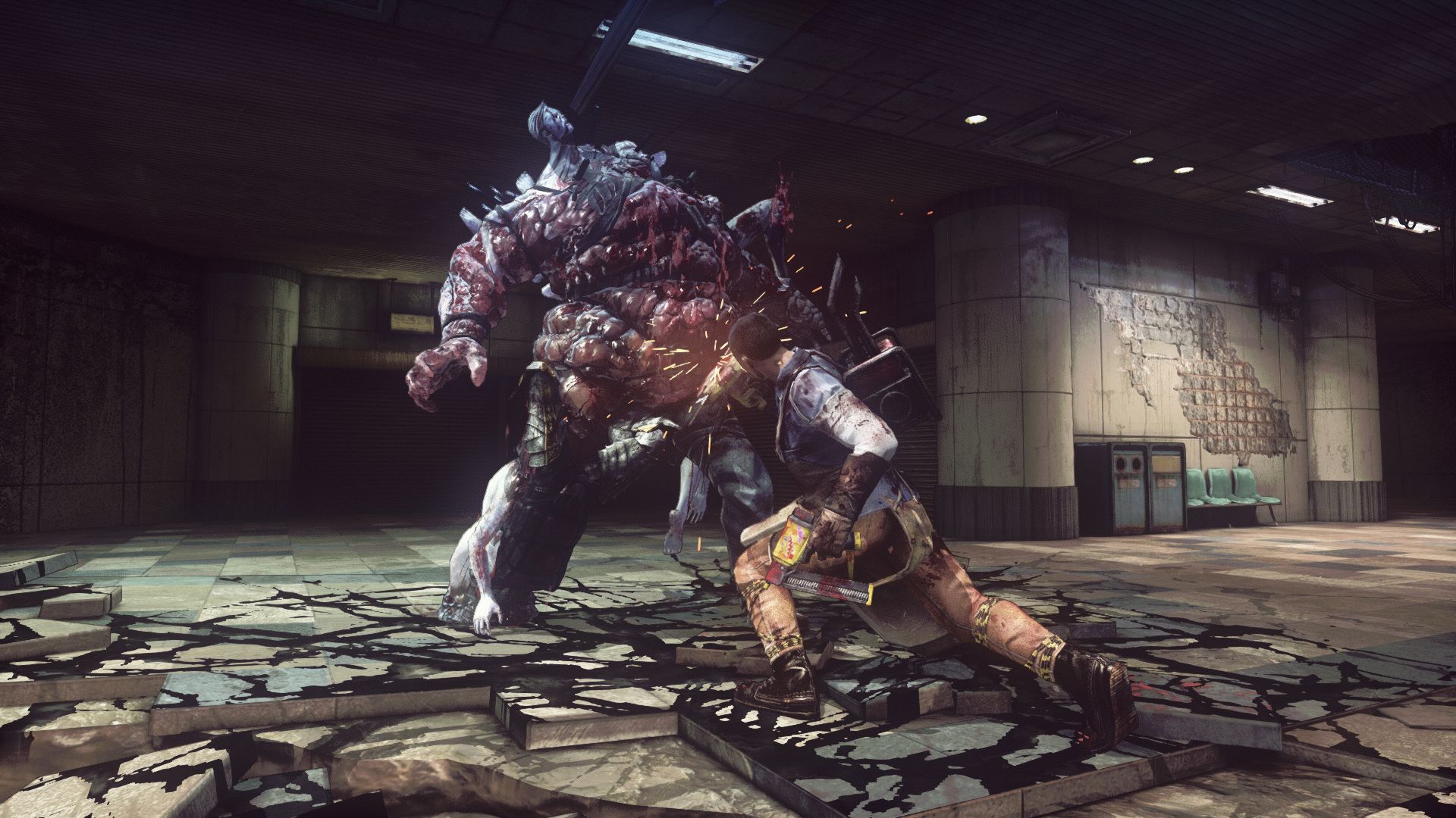 Attacking an enemy in Let It Die (2016)