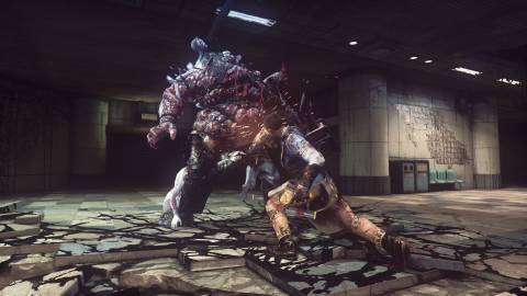 Attacking an enemy in Let It Die (2016)