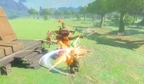 Attacking an enemy in The Legend of Zelda Tears of the Kingdom (2023)
