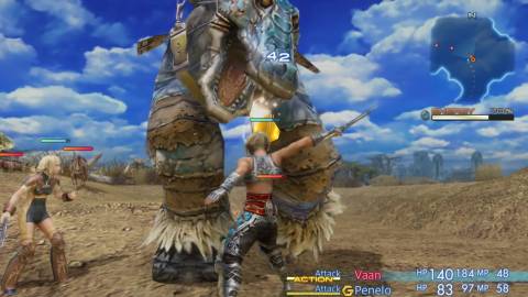 Attacking enemies in battle in Final Fantasy 12 (HD)