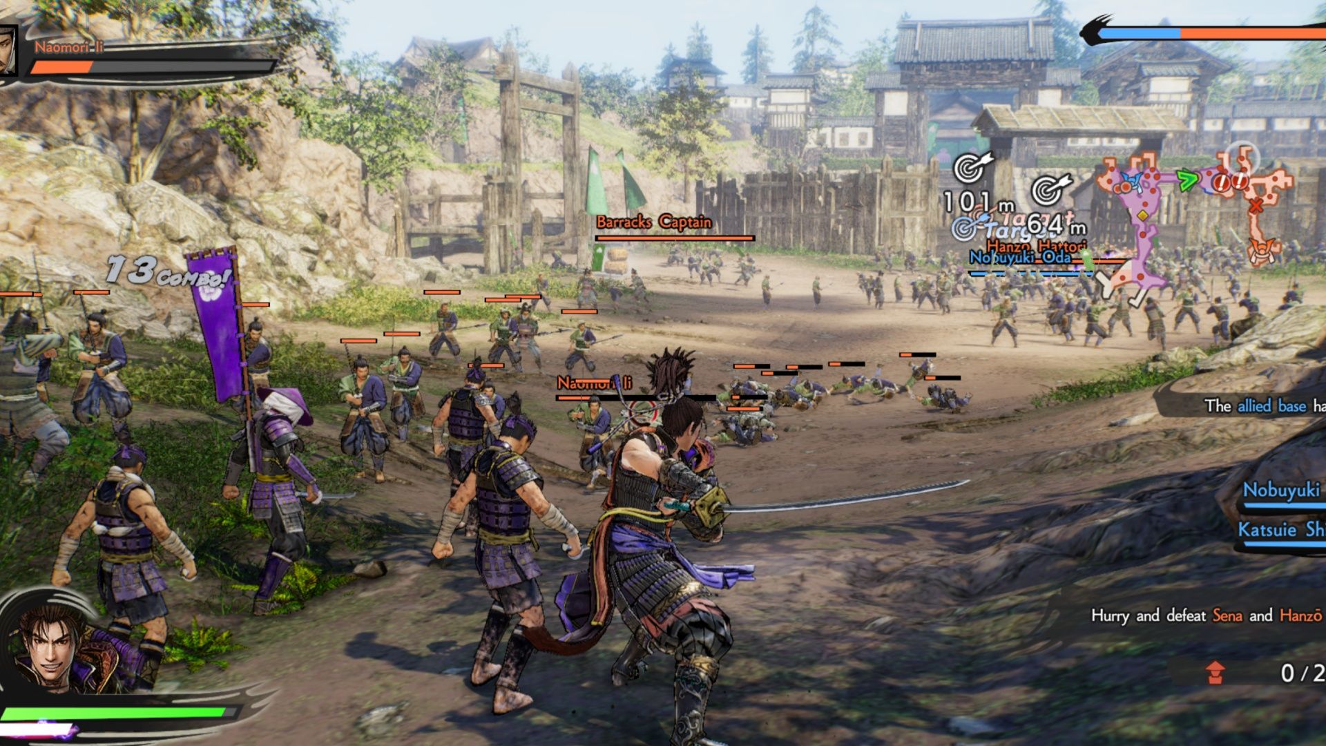 Attacking enemies in Samurai Warriors 5 (2021)