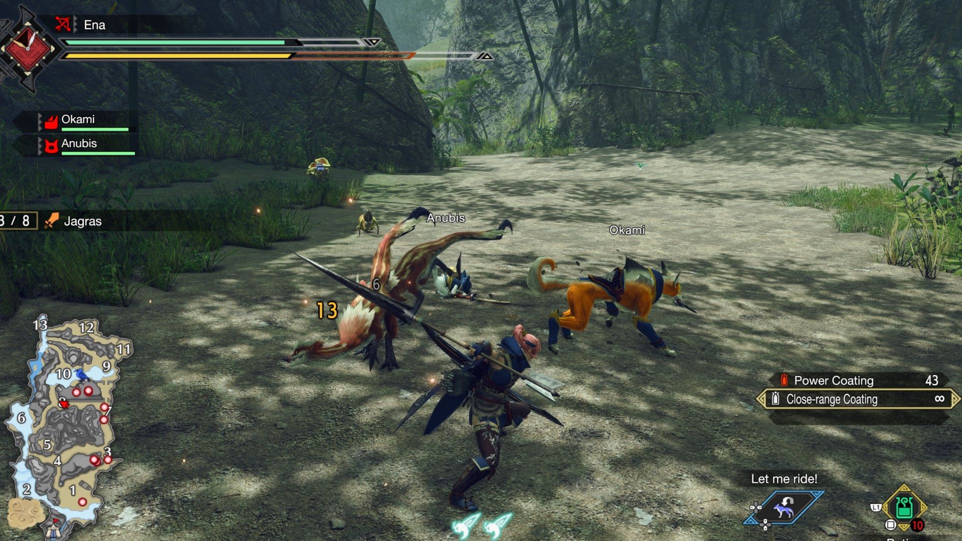 Attacking monsters in Monster Hunter Rise (2021)