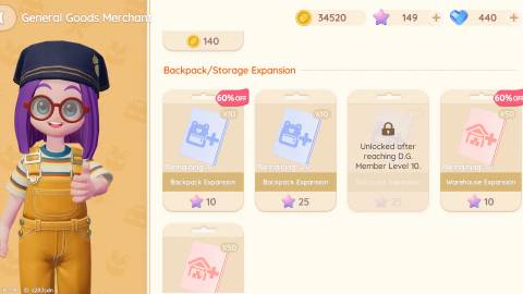 Backpack and Storage Expansion in Heartopia