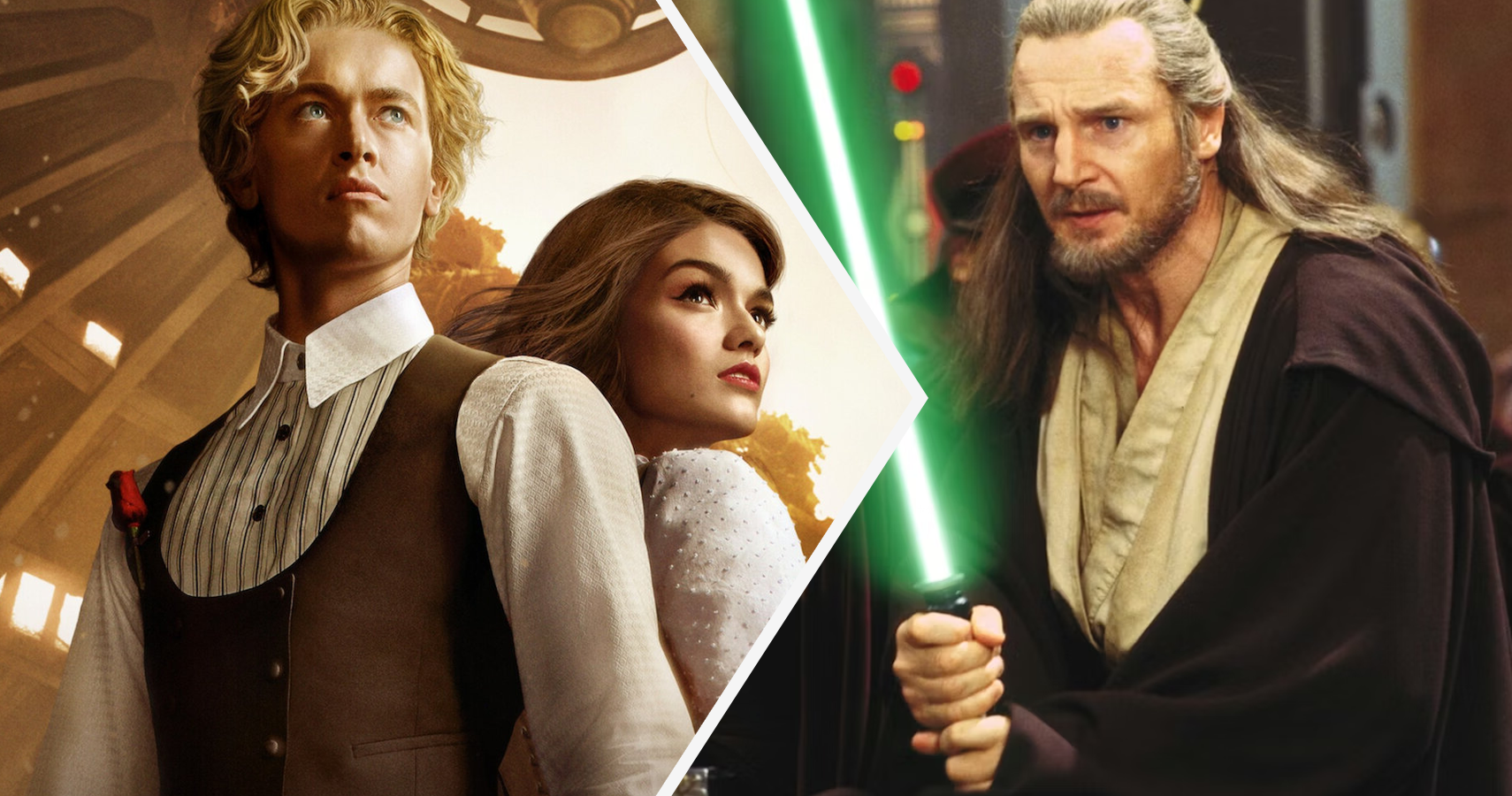 Ballad of Songbirds and Snakes, and Qui Gon Jinn with Lightsaber in Star Wars The Phantom Menace